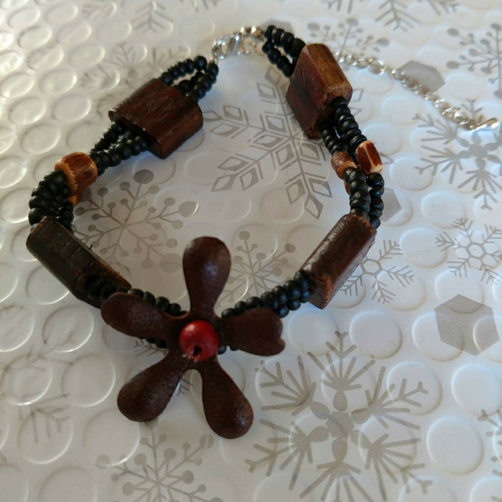 Wooden bracelet with shapes super cute could also